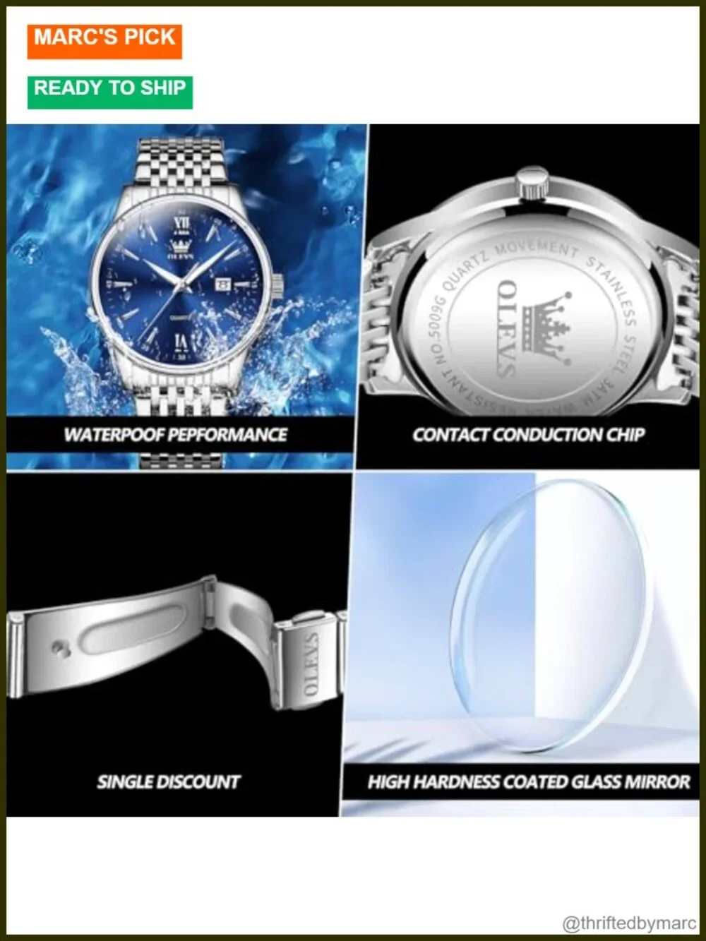 Mens Classic Luxury Waterproof Quartz Stainless Steel Dress Watch
